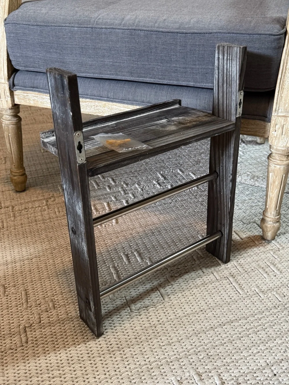 Rustic Ladder Shelf with Hanging Bars